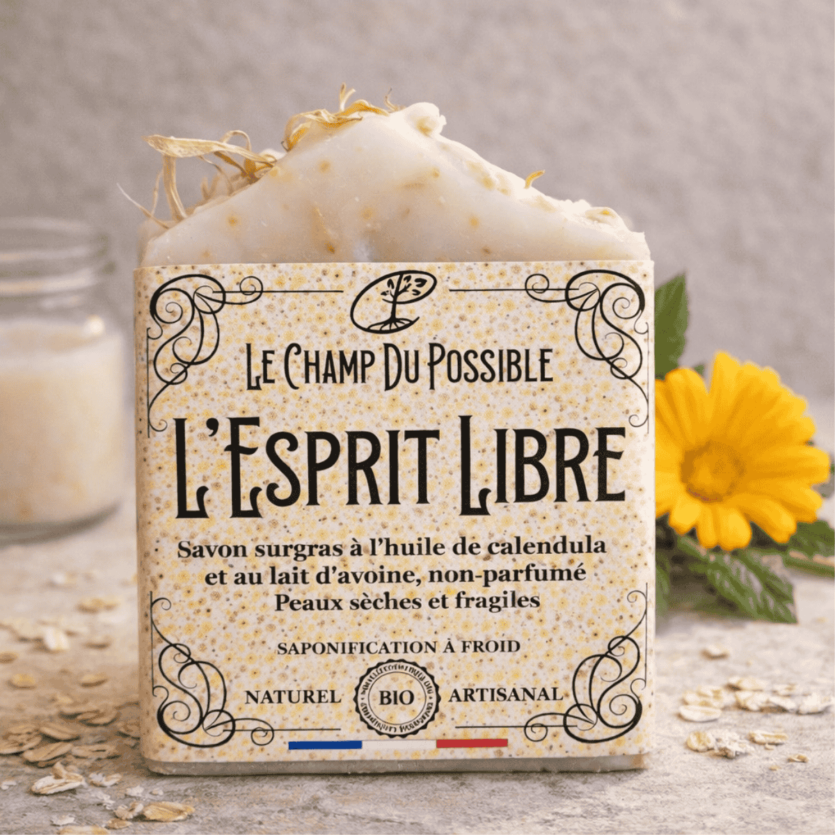 L’Esprit Libre – Savon surgras bio au calendula et avoine